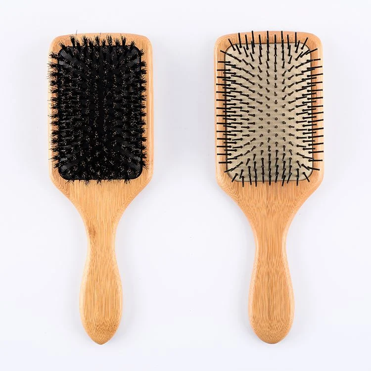 Hair Brush, Eco-Friendly Natural Wooden Bamboo Paddle Hairbrush, Massaging Scalp, Reducing Tangle & Hair Breakage, Promoting Hair Growth