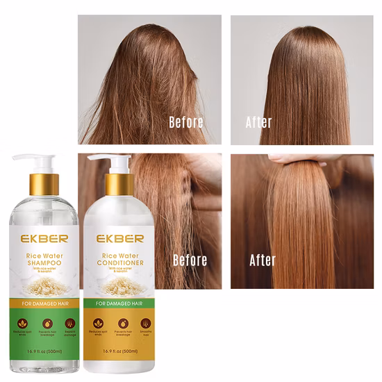 Reiswasser-Shampoo und -Spülung, Eigenmarke, 100 % natürliche organische Stärke und Wachstumshaarbehandlung, Haarpflege